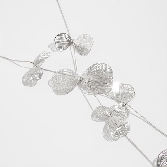 Women's Silver Ginkgo Leaves Choker Statement Long Tassel Beachy Party Necklace - Picture 8 of 9